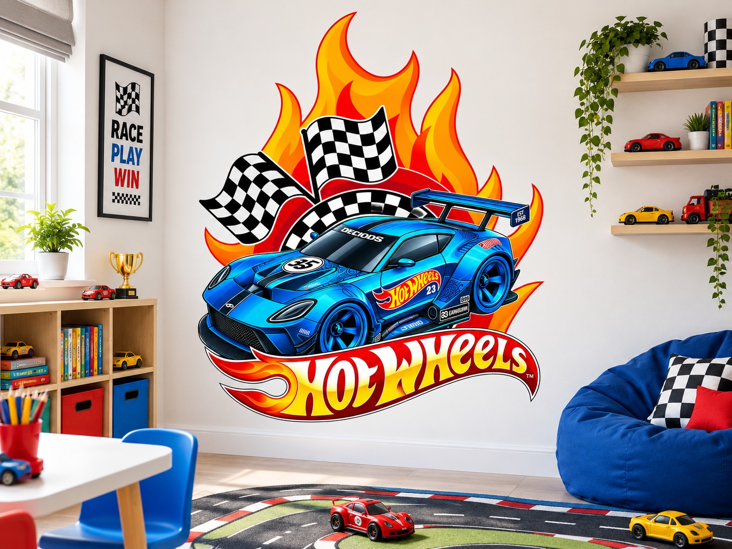 Vinilo Sticker un color Decorativo Auto Hot Wheels en llamas - Imagen 3